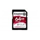KINGSTON KINGSTON 64GB SDXC Canvas React 100R/80W CL10 UHS-I U3 V30