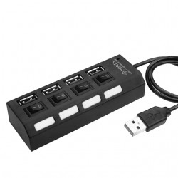 4 Port USB Hub 2.0 Mobile Black