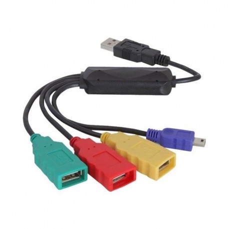 USB-HUB4-Port Kabel USB2.0, 3xA-Buchse, 1xmini-B-Ste