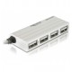 USB-HUB4-Port USB2.0, slim, silber extern