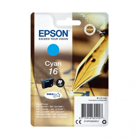 Epson 16 cartouche dencre cyan capacité standard 3.1ml 165 pages blister sans alarme - Epson