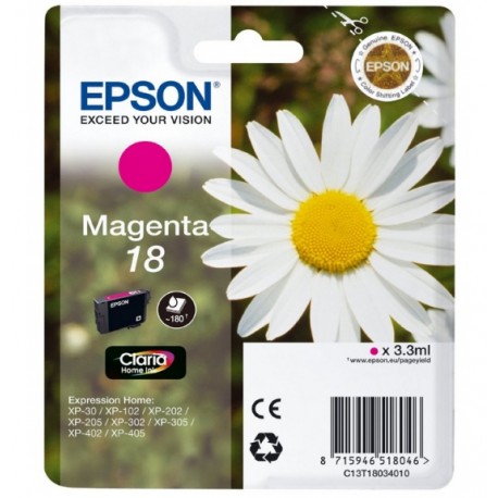 Epson 18 cartouche dencre Magenta capacité standard 3.3ml 180 pages blister sans alarme - Epson