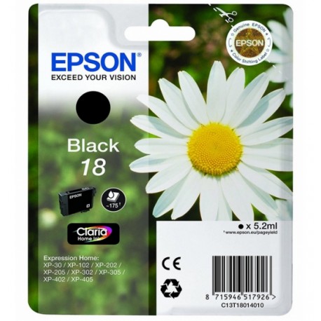 Epson 18 cartouche dencre noir capacité standard 5.2ml 175 pages RF-AM blister - Epson