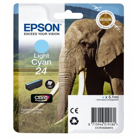 Epson 24 cartouche d encre cyan clair capacité standard 5.1ml 360 pages blister sans alarme - Epson