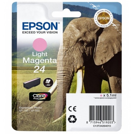 Epson 24 cartouche d encre Magenta clair capacité standard 5.1ml 360 pages blister sans alarme - Epson