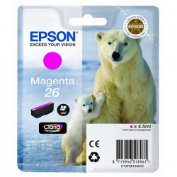 Epson 26 cartouche dencre Magenta capacité standard 4.5ml 300 pages blister sans alarme - Epson