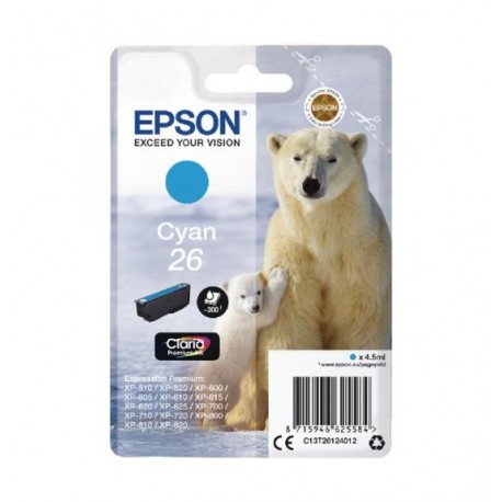 Epson 26 cartouche dencre cyan capacité standard 4.5ml 300 pages blister sans alarme - Epson