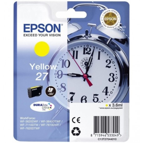 Epson 27 cartouche d encre jaune capacité standard 3.6ml 350 pages blister sans alarme - DURABrite ultra encre - Epson