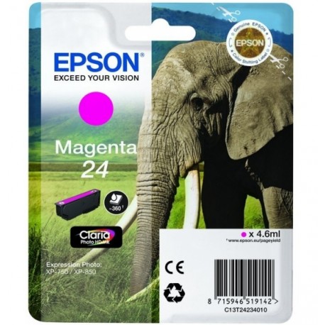 Epson 24 cartouche encre Magenta capacité standard 4.6ml 360 pages RF-AM blister - Epson