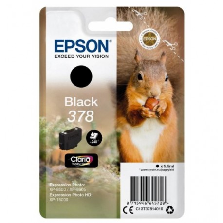 Epson Singlepack Black 378 Squirrel Clara Photo HD Ink - Epson