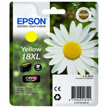 Epson 18XL cartouche dencre jaune haute capacité 6.6ml 450 pages blister sans alarme - Epson