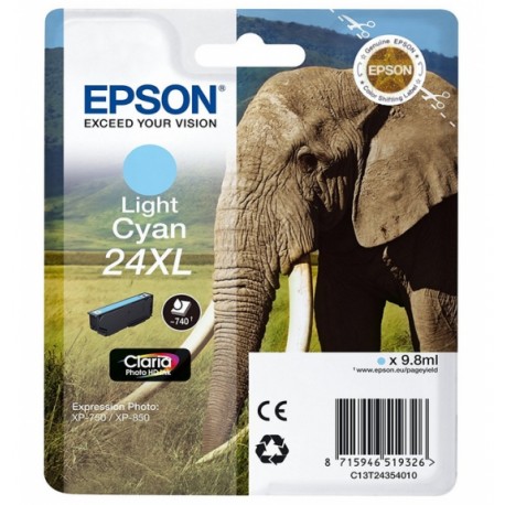 Epson 24XL cartouche dencre cyan clair haute capacité 9.8ml 740 pages blister sans alarme - Epson