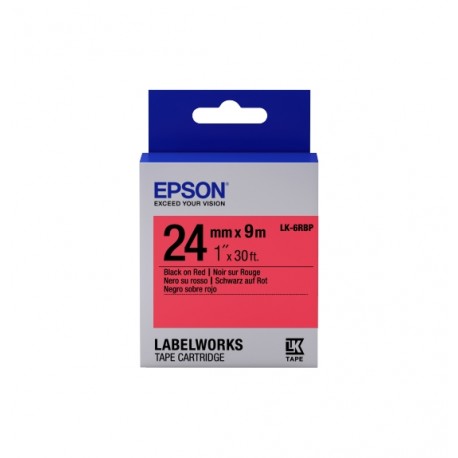 Epson Epson Label Cartridge Pastel LK-6RBP Black/Red 24mm (9m) - Epson