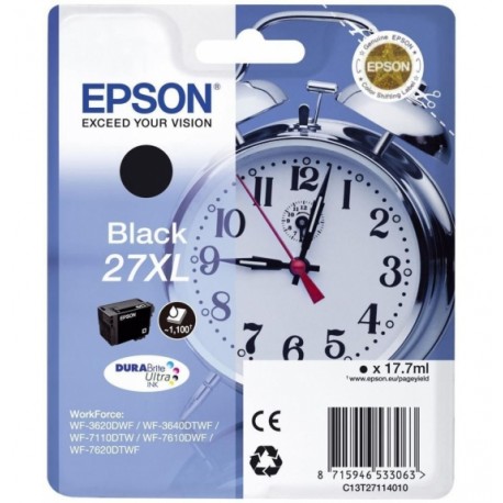 Epson 27XL cartouche d encre noir haute capacité 17.7ml 1.100 pages blister sans alarme - DURABrite ultra encre - Epson