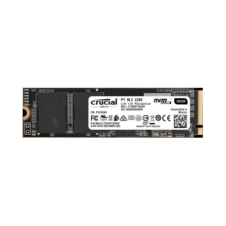 SSD Type M.2 SSD 500GB Crucial M.2 (2280) P1 NVMe PCIe 3D retail