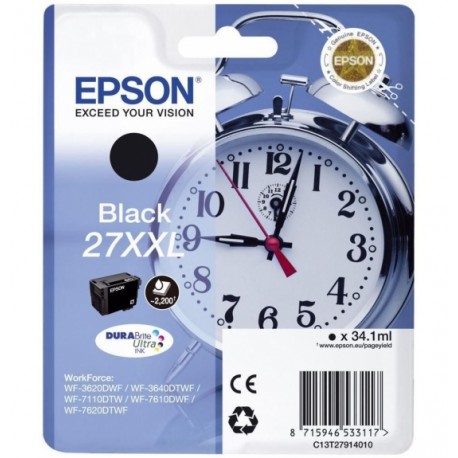 Epson 27XXL cartouche d encre noir très haute capacité 34.1ml 2.200 pages blister sans alarme - DURABrite ultra encre - Epson