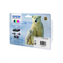 Epson 26 Series 'Polar bear' multipack containing 4 ink cartridge: black (T2601). cyan (T2612). Magenta (T2613). yellow (T2614).