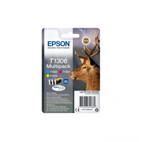 Epson T1306 cartouche d encre tricolore très haute capacité 3 x 10.1ml 3-pack blister sans alarme - DURABrite Ultra Ink - Epson