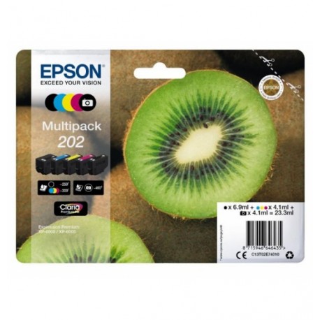 Epson 202 Mpack Ink Cartridge (PBK,BK,C,M,Y) (with security) - Epson