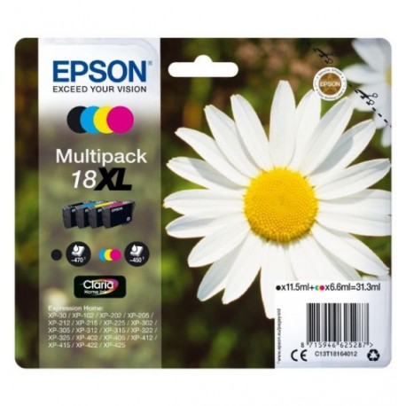 Epson 18XL cartouche d encre noir et tricolore haute capacité 31.3ml blister sans alarme - Epson