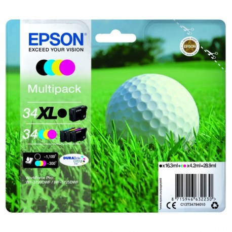 Epson 34XL Mpack Ink (XL BK&Std CMY) - Epson