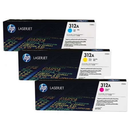 HP 312A cartouche de toner cyan, Magenta et jaune capacité standard 2.700 pages pack de 3 - HP