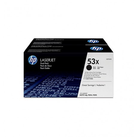 HP Q7553XD 53X Black High Yield Toner Cartridge Dual Pack - HP