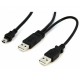 3 FT USB Y CABLE FOR EXTERNAL HARD DRIVE - USB A TO MINI B UK - Startech