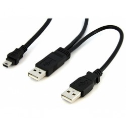 3 FT USB Y CABLE FOR EXTERNAL HARD DRIVE - USB A TO MINI B UK - Startech