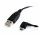1 ft / 30cm Micro USB Cable - A to Left Angle Micro B - USB Type A - 90 Degree Micro-USB Type B (M) - Black - Startech