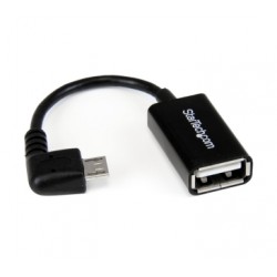 5in Right Angle Micro USB to USB OTG Host Adapter MF - Angled Micro