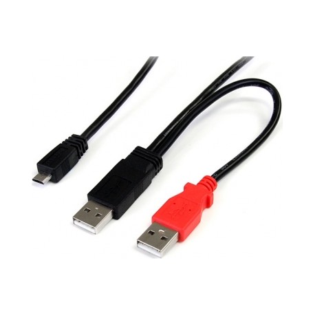 1 ft USB Y Cable for External Hard Drive - Dual USB A to Micro B - Startech