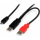 3 ft USB Y Cable for External Hard Drive - Dual USB A to Micro B - Startech
