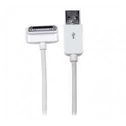 1m (3 ft) Down Angle 30-pin Dock Connector to USB Cable for iPhone / iPod / iPad with Stepped Connector - Startech