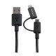 1m 3 ft Black Apple 8-pin Lightning Connector or Micro USB to USB Combo Cable