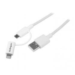 Apple Lightning or Micro USB to USB Cable - 1m (3ft) - White - Startech