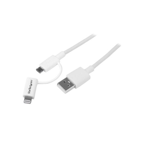 Apple Lightning or Micro USB to USB Cable - 1m (3ft) - White - Startech
