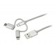 1m 3ft USB Multi Charger Cable - Lightning USB-C Micro-B - Braided - Startech