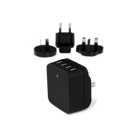 4-Port USB Wall Charger - International Travel - 34W/6.8A - Black - Startech